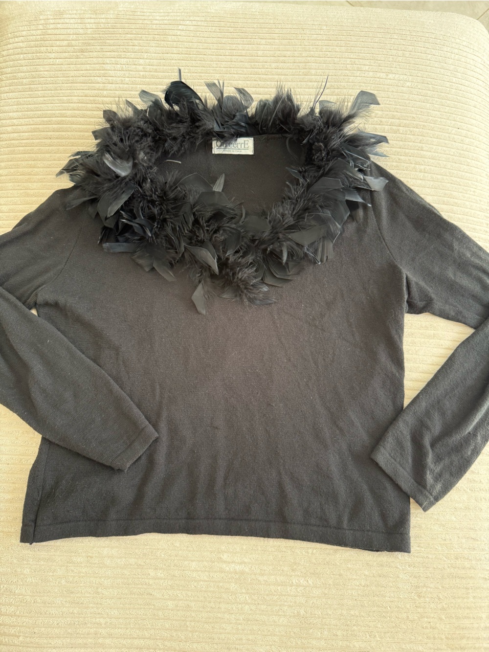 Vintage Gina Mantelli For OtreerrE Feather Trim Blouse
